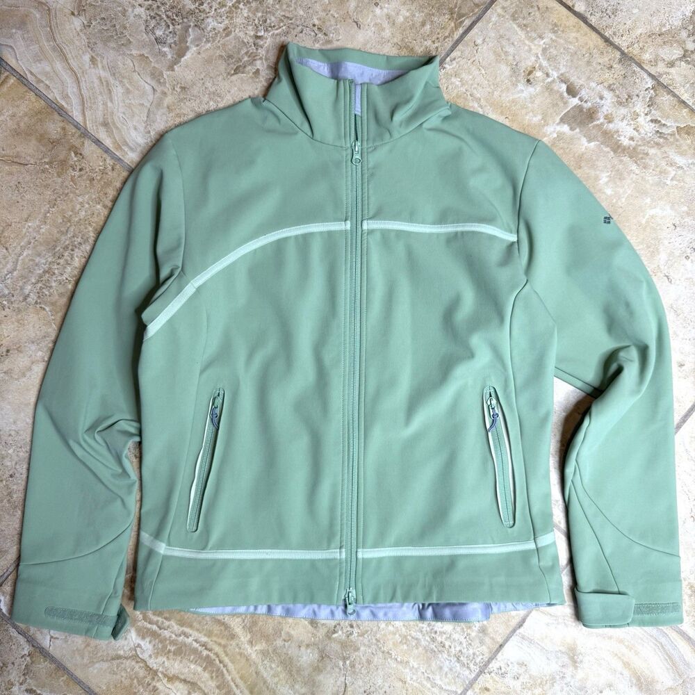 Columbia Titanium Soft Shell Jacket Women’s Large Mint Green Fleece Lined Coat
